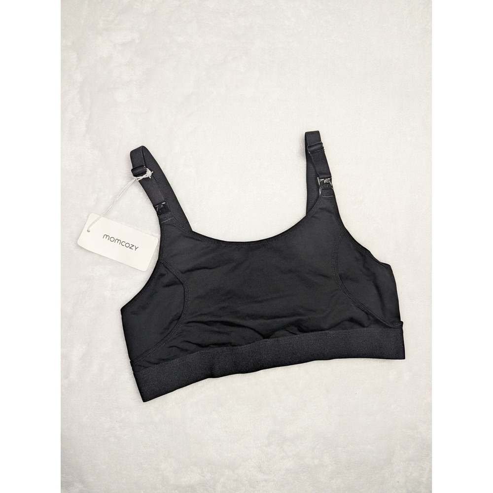 Momcozy Hands Free Pumping Nursing Bra Black Cotton Spandex‎ Medium New